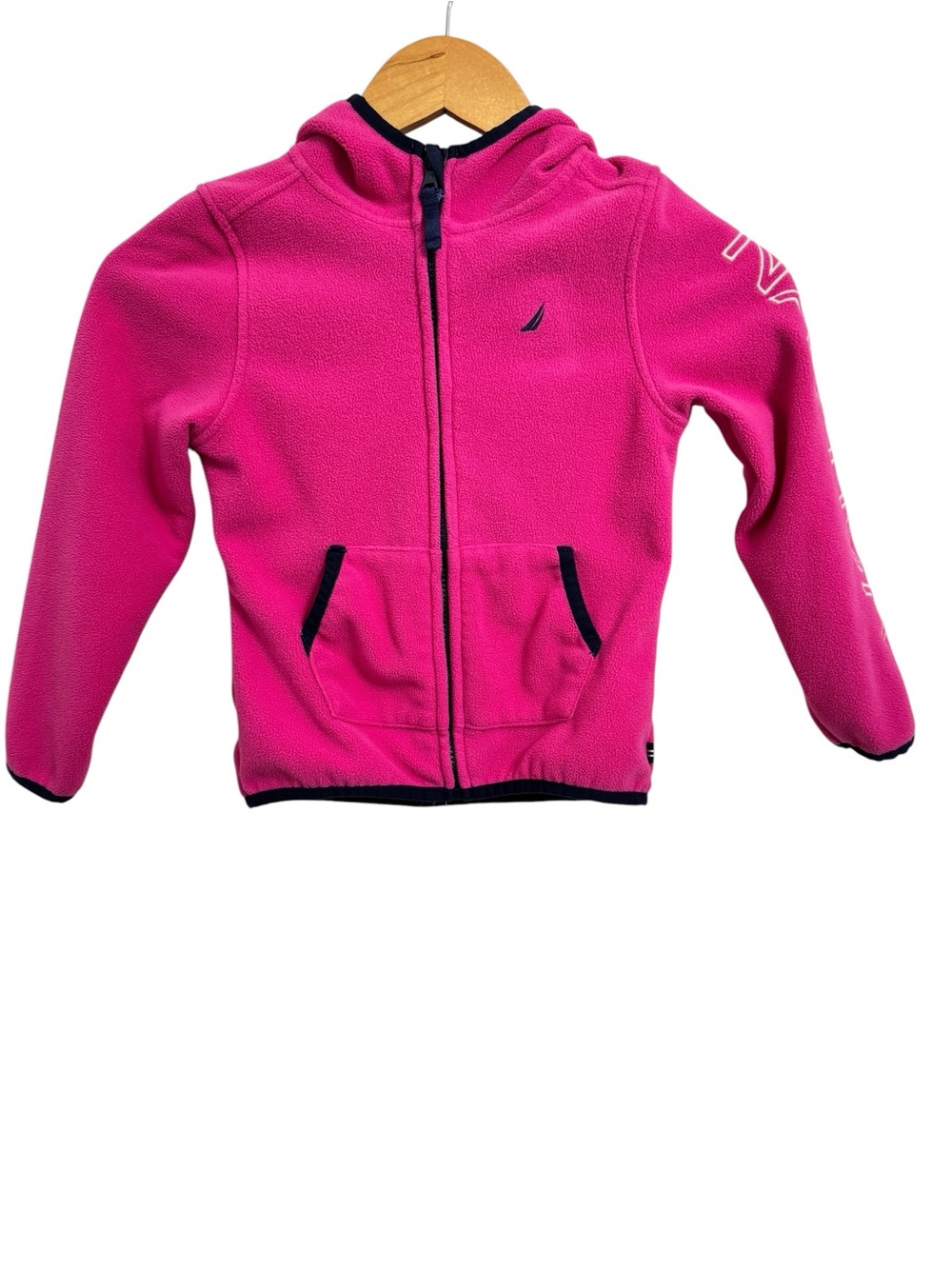 Nautica Girls Pink Fleece Zip Hoodie Jacket Size 6T EUC